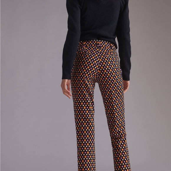 NWOT Maeve Black and Orange Polka Dot Straight Leg Pants - Picture 3 of 5